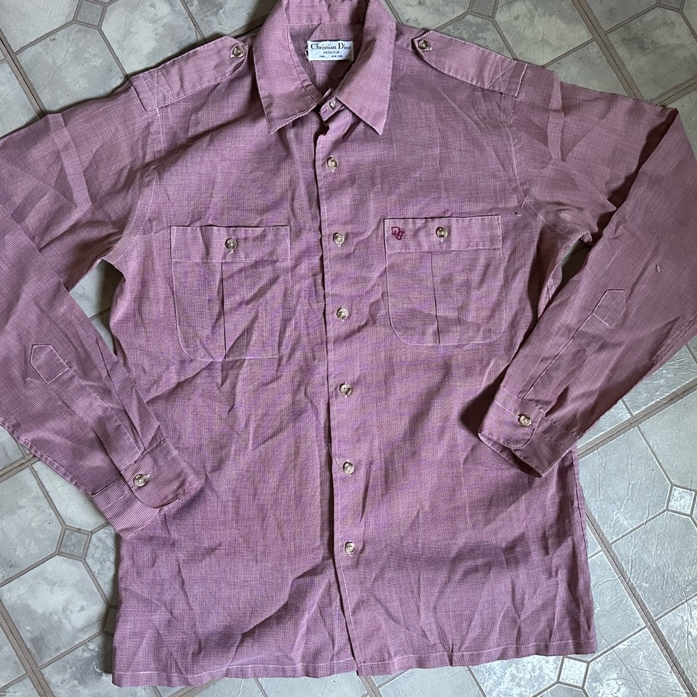 Dior Men's Casual Button Down Shirt - Purple